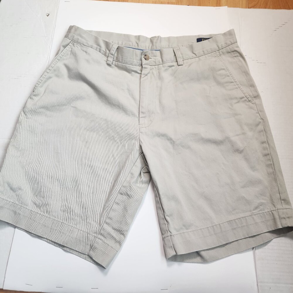 Polo Ralph Lauren Classic Fit Chino Shorts Men's 34 Khaki Tan Flat Front Cotton